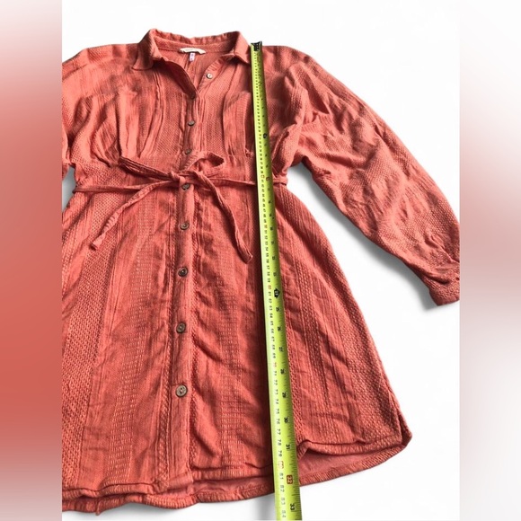Free People Batwing Shirt Dress Tangerine Boho Mini 90% Cotton Women’s Sz XS - Picture 8 of 13
